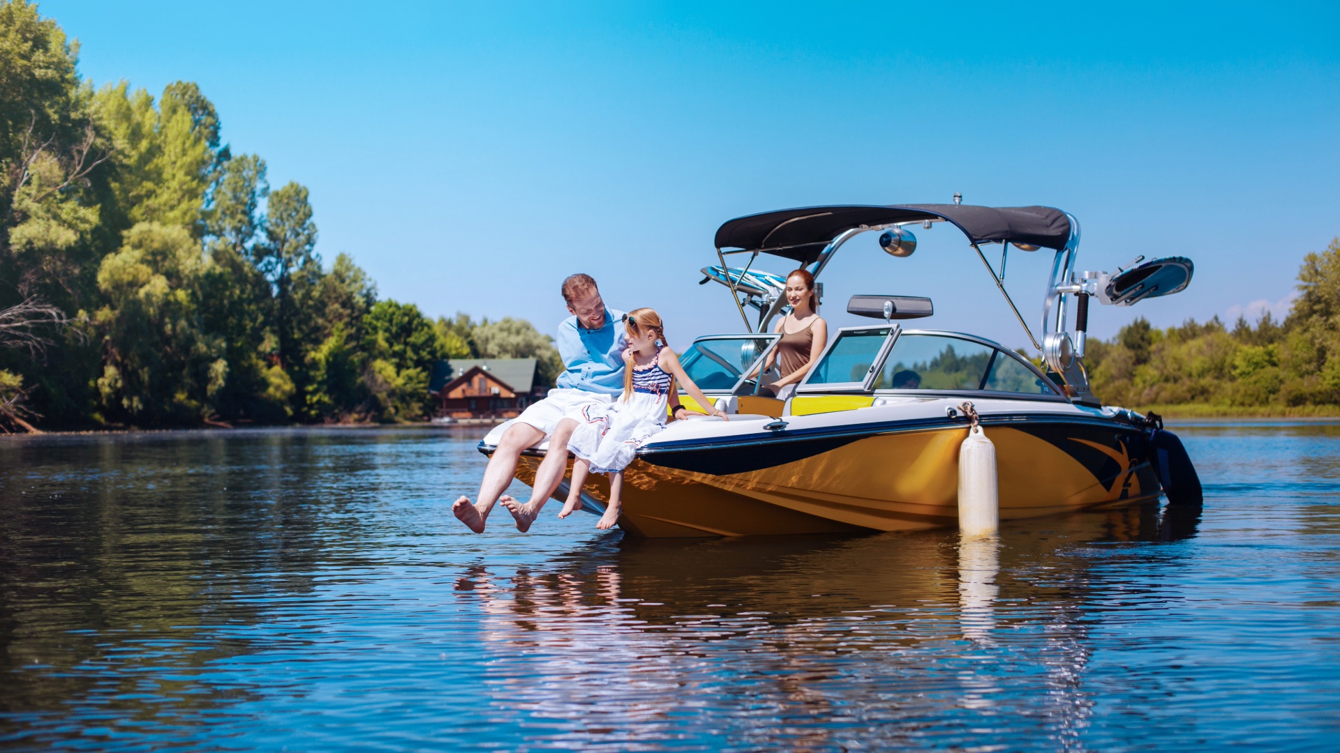 A family enjoying a day on their boat
